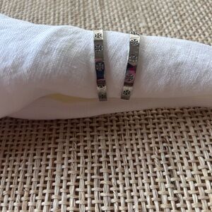 Tory Burch Icon Logo Silver Hoop Earrings.